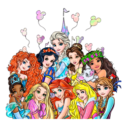 -Retro Disney Princess Castle Balloons PNG