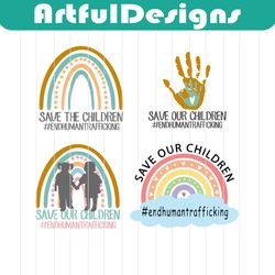 Save Our Children Svg, End Human Trafficking Awareness Rainbow Hearts Svg, endhumantrafficking