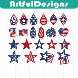 American Flag Earrings SVG, 4th of July svg,4th of july shirt,independence day,american flag,USA patriotism, happy 4th o