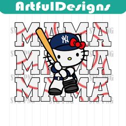 Hello Kitty Mama NY Yankees Baseball SVG