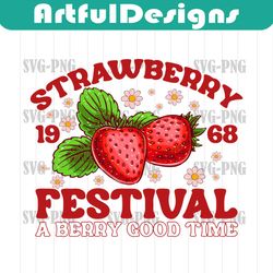 Strawberry Festival 1968 Png, Strawberry Festival PNG, Retro Strawberry PNG, Straw