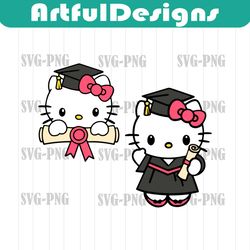 Hello Senior Kitty 2023 Graduation Season DXF, SVG, PNG Files High School College Grad