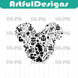 Mickey mouse dentist,Mickey Mouse silhouette Png, Cartoon character Cut file Dxf, Cri