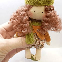 Miniature doll Textile art doll, Rag doll, Cute mini rag doll, Soft fabric puppe, , Interior decor doll, Cloth doll
