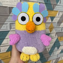 Handmade bright and colorful owl chattermax soft toy bluey , perfect gift for kids. Cute, safe, and lovable