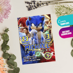 Birthday Invitation for Sonic the Hedgehog | Editable Sonic Party Template | Customized Digital Invitation