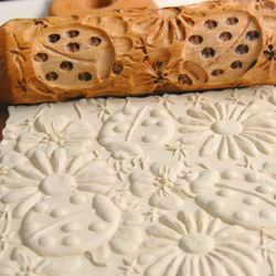 Rolling pin for cookies ,stamp for cookies ,rolling pin with a pattern of flower