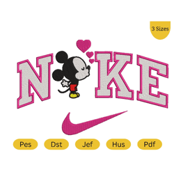 Nike Mickey Heart Embroidery design, Nike Small Mickey