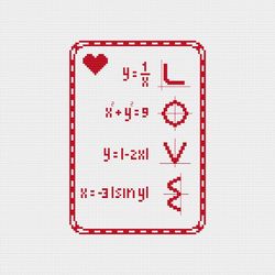 Valentine's day cross stitch pattern Love line counted chart Funny easy cross stitch embroidery I love you Red heart