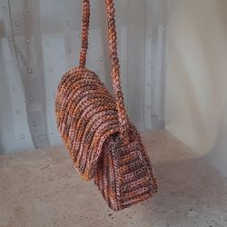 handcrafted crochet bag mini phone holder bag, knitting bag woven, crochet purse, small girls bag