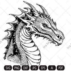 Dragon SVG, Tribal Dragon SVG,Dragon face , Dragon Tattoo svg, Dragon Silhouette, Dragon Vector, Dragon Clipart