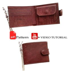 Leather bifold wallet pattern PDF with 4 mm pitch. Hand Wallet for men PDF Pattern