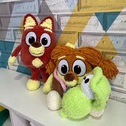 Handcrafted set of soft bluey toys Indy rusty baby polly Adorable and safe these handmade plushies are sure to bring joy