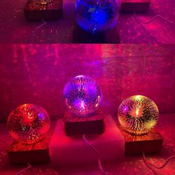 Table Desk Lamp Ball Home Bedroom Decoration, Night Light, Christmas Gift, Colorful Atmosphere Multiple USB, Starry Sky