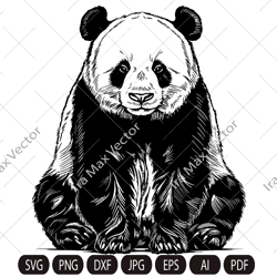 Panda Svg, Panda Clipart, Panda Png, Panda sitting, Panda face svg , Panda Silhouette, Animals Silhouette
