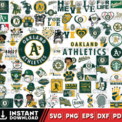 Oakland Athletics Team Bundles Svg, Oakland Athletics Svg, MLB Team Svg, MLB Svg, Png, Dxf, Eps, Jpg, Instant Download