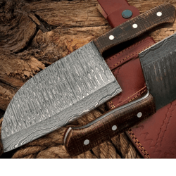 damascus cleaver knife, serbian chef knife, handmade 352 layers meat cleaver. butcher knife with sheath