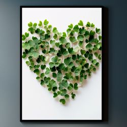 Shamrock Heart Print | St. Patrick's Day Print | Watercolor Clover Print | Irish Home Decor | St. Patrick's Day Print