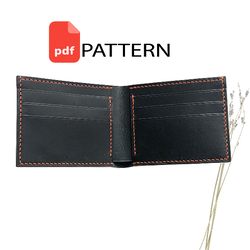 Leather bifold wallet pattern PDF with 4 mm pitch. PDF pattern leather mens wallet. Download PDF