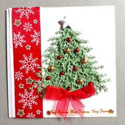 Boxed Luxury Christmas card, Christmas greeting card, Handmade Merry Christmas card,  Greeting card with Christmas tree