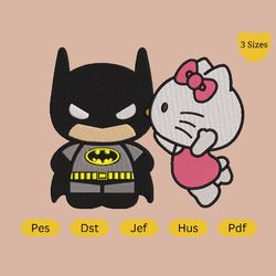 Batman hello kitty Embroidery Design- Batman x kitty