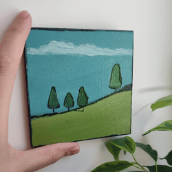 oil painting "summer day". landscape painting. small oil painting. painting on fiberboard.