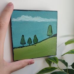 oil painting "summer day". landscape painting. painting on fiberboard. small oil painting.