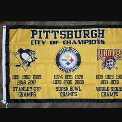 Pittsburgh Steelers Pirates Penguins City of Champions Flag 3x5 ft Banner New