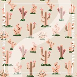 114Boho Cactus Seamless Pattern,