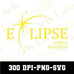 Solar Eclipse 2024 Svg, April 8th 2024 Png, Eclipse Event 2024 Svg, Celestial Png, Retro Eclipse Png, Gift for Eclipse L