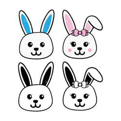 Easter bunny face svg bundle, PDF, PNG, Easter svg, bunny svg, cute animal face svg