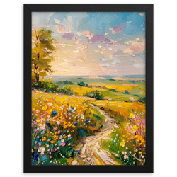 Spring Print, Flower Field Landscape Printable Art, Flower Meadow Oil Painting, Optimistic Painting decor, Summer Print