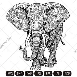 Elephant Svg, Elephant Clipart, Elephant mandala, Elephant Head, Elephant detailed , Elephant etnic, Animals Silhouette,