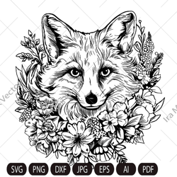 Fox svg /FOX Face svg / Fox Head svg / Fox Mascot svg / Fox Print /Fox detailed/ fox in flowers