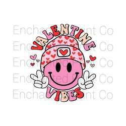 Valentine Vibes Png, Valentines Day PNG, Smiley Face Png, Retro Valentines Shirt Design, Sublimation Design Download, Di