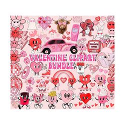 Retro Valentine day Clipart Bundle, Valentine day clipart, retro Valentine, clipart png bundle, Groovy Love Bundle, groo