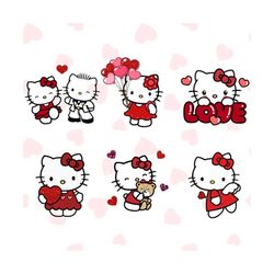 6 Kawaii Kitty Svg Bundle,  Kitty Love Png, Kitty With Heart Png, Kitty Valentine&39s Day Png, Cute Cat Png, Retro Valen