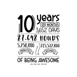 10 Shirt, 10th Birthday Gift, 10 Year Old Birthday, Tenth Birthday, Ten, Girls 10th Birthday, 10 PNG, 10th Birthday Svg