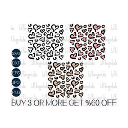 Leopard Print Heart SVG, Seamless Leopard Pattern Heart SVG, Valentines SVG, Cheetah Print, Files For Cricut, Sublimation Designs Downloads