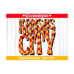 Groovy Kansas City Red Yellow Checkered SVG PNg, KC Football svg, Kansas City Football svg (distressed and solid included)