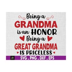 Being A Grandma Is An Honor Being Great Grandma Is Priceless Svg, Mother&#39;s Day Svg, Mommy Svg, Mom Life Svg, Motherhood Svg