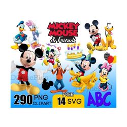 Mickey Mouse PNG, Mickey Mouse Clipart, Mickey Mouse SVG, Mickey Mouse Birthday Printables, Donald duck Goofy png, Daisy Duck png clipart