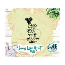 donald duck balloon svg png dxf donald duck at the park sketch vacation shirts silhouette cricut cut file design mickey balloons sublimation