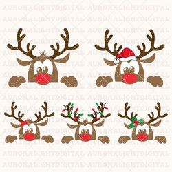 Reindeer SVG - Christmas SVG - Reindeer Face SVG - Cute Reindeer Red Nose, Christmas Reindeer Face Svg, Deer Svg, Reinde