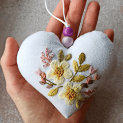 Embroidered hanging heart decor home decoration wall hanging decor fabric heart