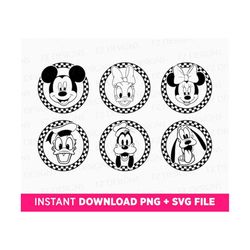 Mouse and Friends Checkered Bundle Svg, Mouse and Friends Silhouette, Retro Friends Checkered Svg, Svg Files For Cricut,
