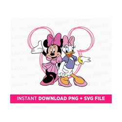Best Friends Girls Svg, Miss Mouse and Duck Svg, Mouse Ear Besties Svg, Retro Mouse and Duck, Friendship Svg, Png Files