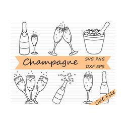 champagne svg - champagne glass clipart, fizz, new year, celebration, cheers, champagne bottle cricut, champagne cut fil
