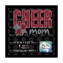 Instant Download Rhinestone SVG EPS Design File Cheer Mom Bold with Bow