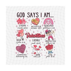 God Says I Am Valentine PNG, Jesus Is Valentine, Valentine Bible Verse, Retro Christian Valentine, God Valentine Digital Instant Download